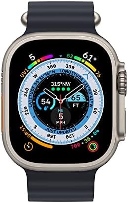 Apple Watch Ultra [GPS + Cellular 49mm] Titanium Case With Midnight Ocean Band One Size (Renewed)