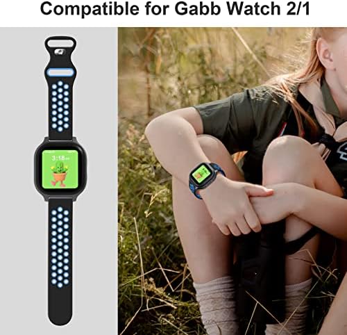 Bandkids 3 件装彩虹表带兼容 Gabb Watch 3 表带 20 毫米柔软透气双色硅胶运动表带适用于 Gabb 无线儿童手表 1/2/3