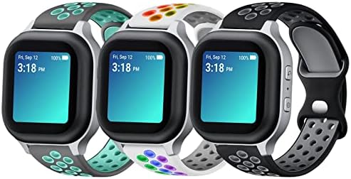 Bandkids 3 Pack Rainbow Bands Compatible with Gabb Watch 3 Bands 20mm Soft Breathable Double Colors Silicone Sport Band for Gabb Wireless Kids Watch 1/2/3