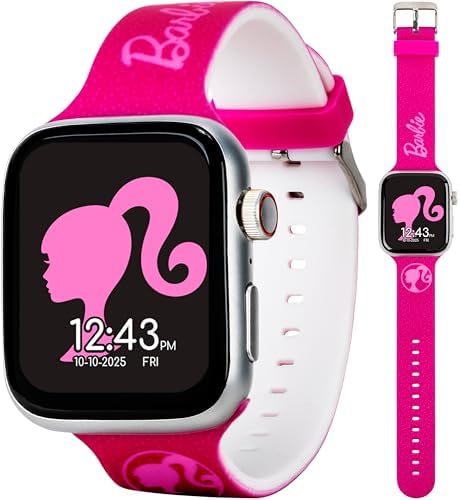 Barbie Kids Smart Watch – Touchscreen Smartwatch with Camera Activity Trackers Pedometer Music Stopwatch and Glitter Silicone Strap – Fits Wrists from 5.5" to 8"