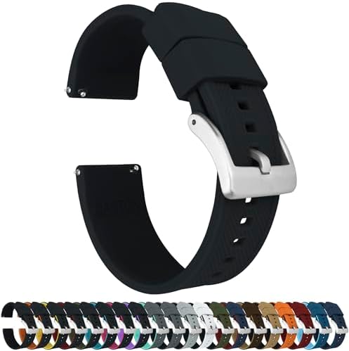 BARTON Elite Silicone Watch Bands - Quick Release - Choose Strap Color & Buckle Color (Stainless Steel Black PVD or Gunmetal Grey) - 18mm 20mm 22mm & 24mm Watch Straps