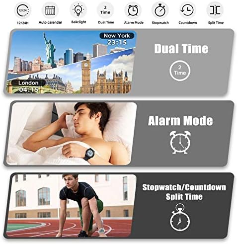 Beeasy Digital Watch Waterproof With Stopwatch Alarm Countdown Dual Time Ultra-Thin Super Wide-Angle Display Digital Wrist Watches For Men Women
