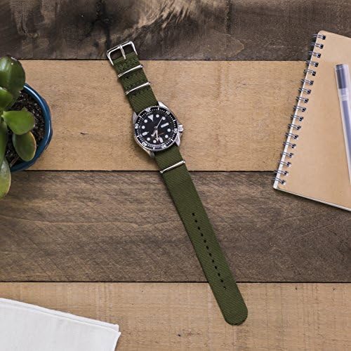 Benchmark Nylon Watch Band - Waterproof Ballistic Nylon One-Piece Military Watch Straps For Men & Women - Choice Of Color & Width - 18mm 20mm 22mm Or 24mm