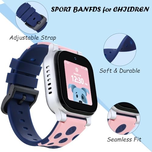 BESINPO Designed For AT&T AmiGo Jr Watch Band Sport Soft Silicone Wristband Waterproof Breathable Replacement Strap For AmiGo Jr Watch For Boys Girls-Blue