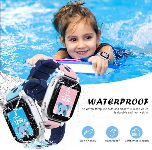 BESINPO Designed For AT&T AmiGo Jr Watch Band Sport Soft Silicone Wristband Waterproof Breathable Replacement Strap For AmiGo Jr Watch For Boys Girls-Blue