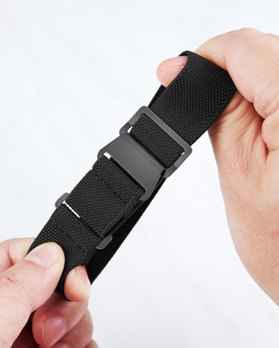 BINLUN Elastic Fabric Nylon Watch Band Waterproof Military Replacement Watch Strap Hook-and-Loop For Men Women Silver & Black Buckle 18/20/22mm