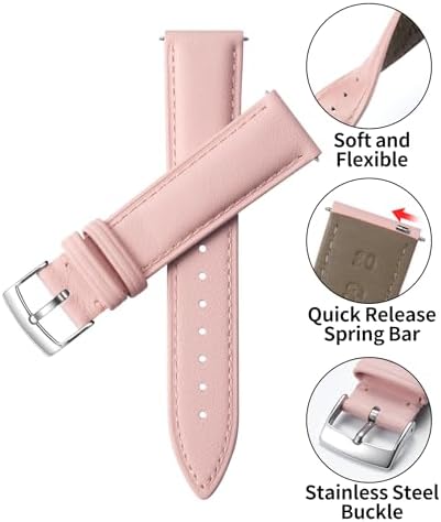 BINLUN Leather Watch Bands Quick Release Premium Calfskin Replacement Watch Strap Multicolors Watchbands For Men Women 12mm 14mm 16mm 18mm 19mm 20mm 21mm 22mm