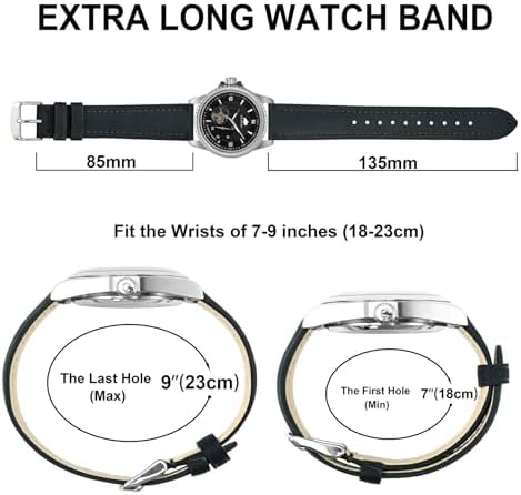 BISONSTRAP Extra Long Watch Bands 18mm 20mm 22mm 24mm Leather Watch Straps For Men XL Replacement Strap For Large Wrists