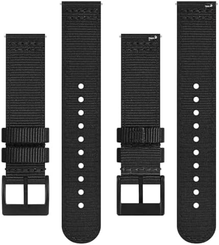 BISONSTRAP Men’s Nylon Watch Bands Two-Piece Military Watch Straps Quick Release Brushed Buckle Band Width 18mm 19mm 20mm 22mm