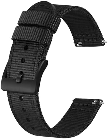 BISONSTRAP Men’s Nylon Watch Bands Two-Piece Military Watch Straps Quick Release Brushed Buckle Band Width 18mm 19mm 20mm 22mm