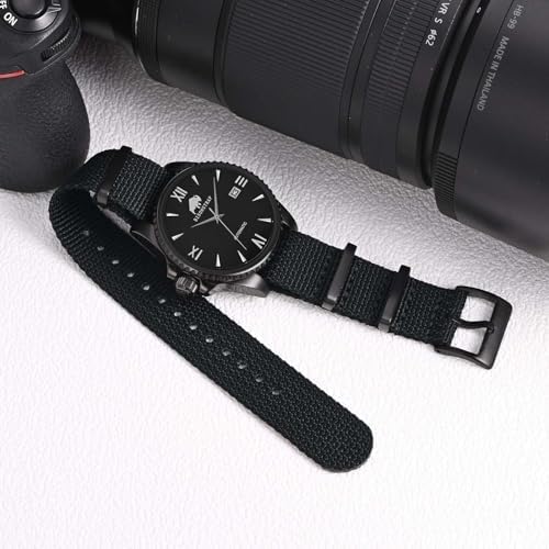 BISONSTRAP Nylon Watch Bands For Men One-Piece Military Watch Straps 18mm 20mm 22mm