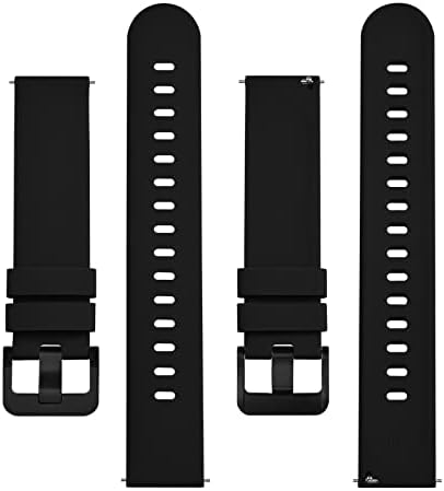 BISONSTRAP Silicone Watch Bands Slim Watch Straps With Quick Release 20mm Black With Black Buckle