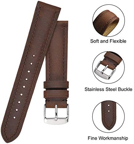 BISONSTRAP Watch Strap Vintage Leather Replacement Bracelet Band Width-14mm 15mm 16mm 17mm 18mm 19mm 20mm 21mm 22mm 23mm 24mm
