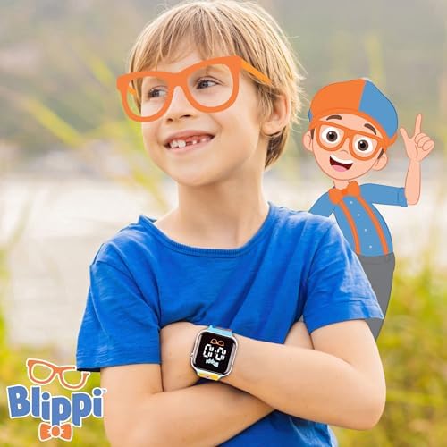 Blippi 儿童 LED 手表 – 互动教学工具 带有趣的 LED 灯 耐用的蓝色表带 教育屏幕时间 Blippi Blippi LED 手表 現代