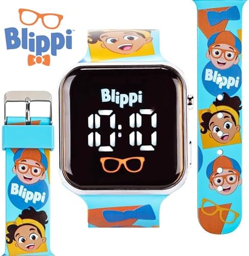 Blippi 儿童 LED 手表 – 互动教学工具 带有趣的 LED 灯 耐用的蓝色表带 教育屏幕时间 Blippi Blippi LED 手表 現代