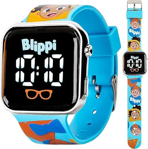 Blippi 儿童 LED 手表 – 互动教学工具 带有趣的 LED 灯 耐用的蓝色表带 教育屏幕时间 Blippi Blippi LED 手表 現代
