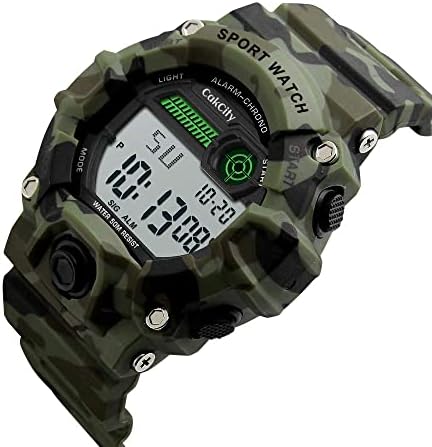 Boys Camouflage LED Sport Watch Waterproof Digital Electronic Casual Military Wrist Kids Sports Watch With Silicone Band Luminous Alarm Stopwatch Watches