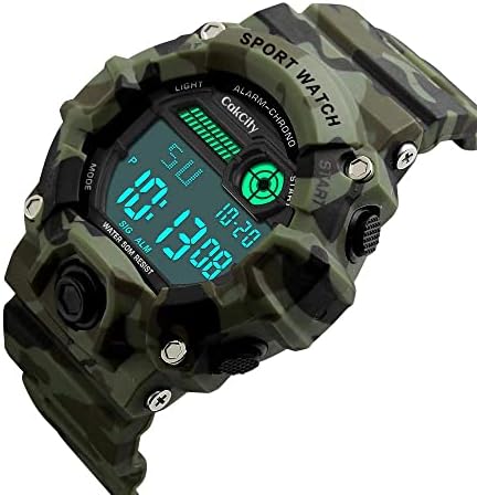 Boys Camouflage LED Sport Watch Waterproof Digital Electronic Casual Military Wrist Kids Sports Watch With Silicone Band Luminous Alarm Stopwatch Watches
