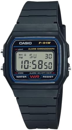 Casio F91W Series Digital Watch Water Resistant LED Light 1/100 SEC Stopwatch Regular Time Keeping (HR Min SEC PM Date Day) Daily Alarm Lightweight 7 Year Battery Casio F91W Series Digital Watch Water Resistant LED Light 1/100 SEC Stopwatch Regular Time Keeping (HR Min SEC PM Date Day) Daily Alarm Lightweight 7 Year Battery