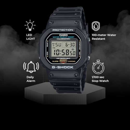 Casio (卡西欧) 男式 G-shock DW5600E-1V 耐冲击黑色树脂运动手表