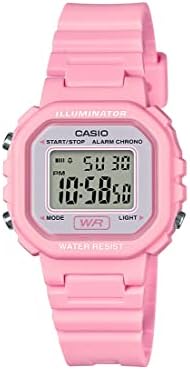 Casio LA20WH Series Women's Digital Watch Water Resistant LED Light Auto Calendar Date Display 1/100 SEC Stopwatch Regular Time Keeping (HR Min SEC PM Date Day) 5 Yr Batt