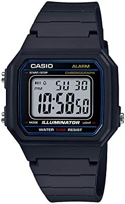 Casio W217H Series Men’s Digital Watch 50M WR 1/100 Second Stopwatch LED Backlight Countdown Timer 100 SEC Chronograph Daily Alarm Hourly Time Signal 7 Year Battery