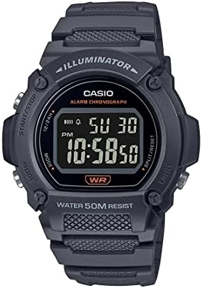 Casio W219H Series Men’s Digital Watch 50M WR LED Illuminator 100 SEC Chronograph 1/100 SEC Stopwatch Daily Alarm Hourly Time Signal Auto Calendar 7 Year Battery