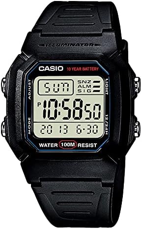 Casio W800HG Series Men’s Digital Watch 100 Meter Water Resistance Multi Function Alarm 100 SEC Stopwatch Auto Calendar Countdown Timer LED Light Dual Time 10 Year Battery