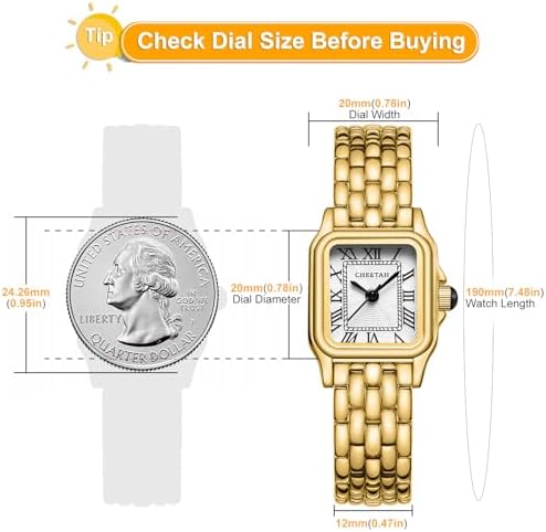 CHEETAH Gold Watches For Women With Small Vintage Bracelet Rectangular Case Roman Dial