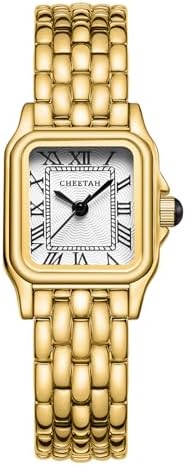 CHEETAH Gold Watches for Women with Small Vintage Bracelet Rectangular Case Roman Dial