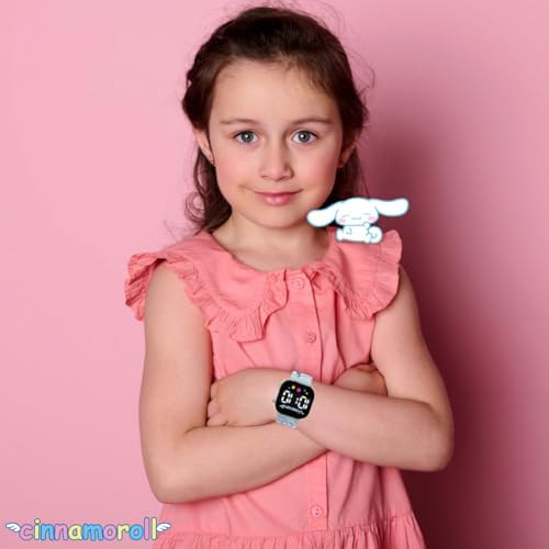Cinnamoroll Kids Watch – LED Display Square Case Adjustable Plastic Strap Collectible Tin – Perfect For Girls Who Love Cute Characters