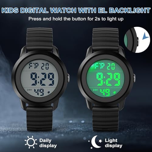 CKV Kids Watch Digital For 10-18 Boys Girls 30M Water Resistant 1.5'' Sports Wristwatch For Kids With Backlight Countdown Stopwatch Alarm