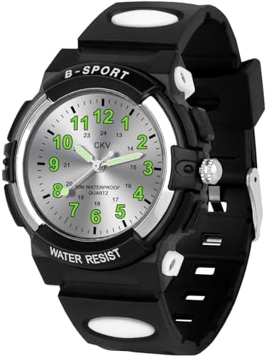 CKV Kids Watch for Boys Girls Ages 5-12 Waterproof Time Teacher Easy to Read Analog Sport Outdoor Children Watches with Soft Band for Kids