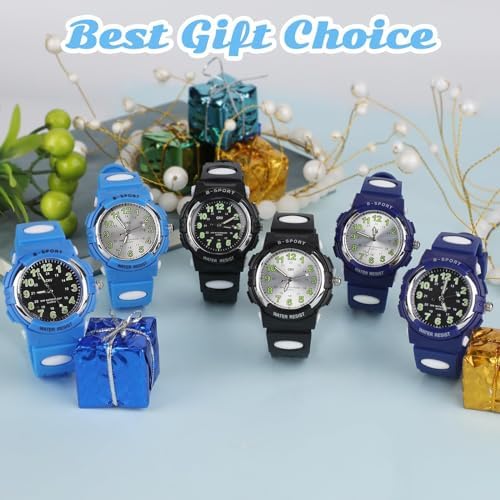 CKV Kids Watch For Boys Girls Ages 5-12 Waterproof Time Teacher Easy To Read Analog Sport Outdoor Children Watches With Soft Band For Kids
