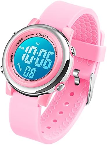 cofuo Kids Digital Sport Waterproof Watch for Girls Boys Kid Sports Outdoor LED Electrical Watches with Luminous Alarm Stopwatch Child Wristwatch