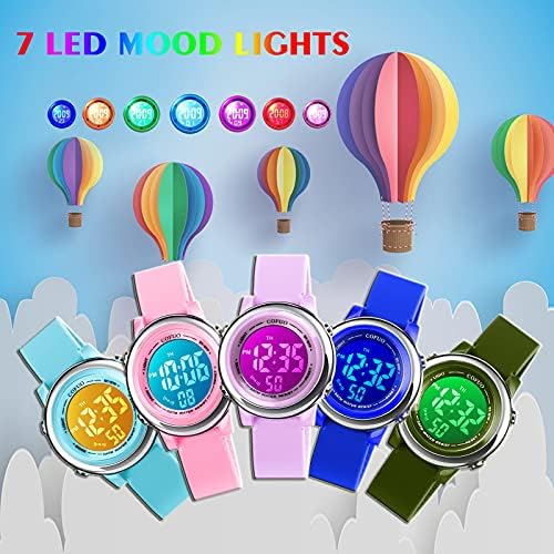 Cofuo Kids Digital Sport Waterproof Watch For Girls Boys Kid Sports Outdoor LED Electrical Watches With Luminous Alarm Stopwatch Child Wristwatch