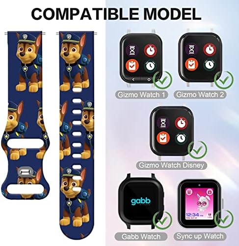 Compatible For Verizon Gizmo Watch 1/2/3 Band Repalcement Gabb Watch Bands SyncUP Kids Watch Band 20mm Cute Cartoon Pattern Soft Silicone Sport Wristbands Chic Strap For Girls Boys