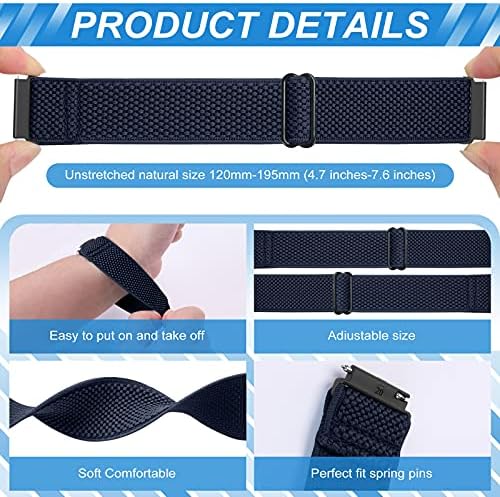 Compatible With 16mm 18mm 19mm 20mm 22mm 24mm Watch Bands Quick Release Replacement Wristband Adjustable Stretchy Nylon Solo Loop Straps Fabric Braided Sport Elastic Bands For Men Women