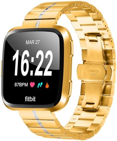 Compatible With Versa 2 Stainless Steel Metal Wrist Strap Breathable Replacement Band Bracelet For Versa/Versa 2/Versa Lite