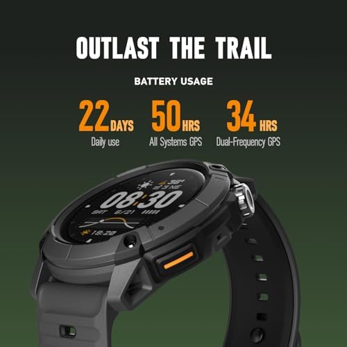 COROS Nomad Outdoor GPS Watch 1.3" MIP Touchscreen Global Maps With Turn-by-Turn Navigation 22 Days Battery Life Microphone Records Voice Notes Real-time Weather And Safety Alerts (Black)