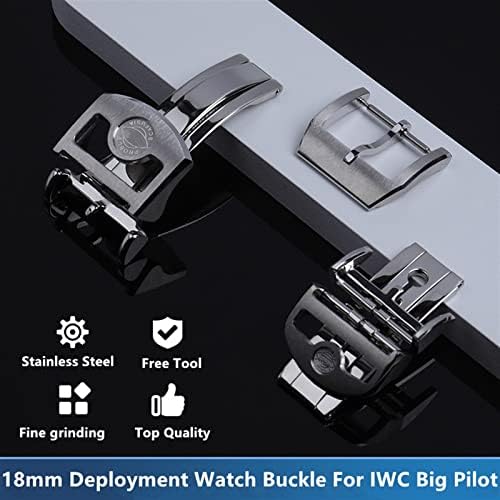 CYSUE 316L Stainless Steel 18mm Deployment Butterfly Watch Buckle For IWC Big Pilot Spitfire Leather Watchband Strap Folding Clasp