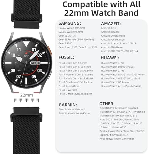 DaQin 3 Pack Nylon Watch Bands Compatible With 16mm 18mm 20mm 22mm Quick Release Watch Band Adjustable Soft Stretchy Solo Loop Strap Elastic Braided Relacement Wristband For Men Women