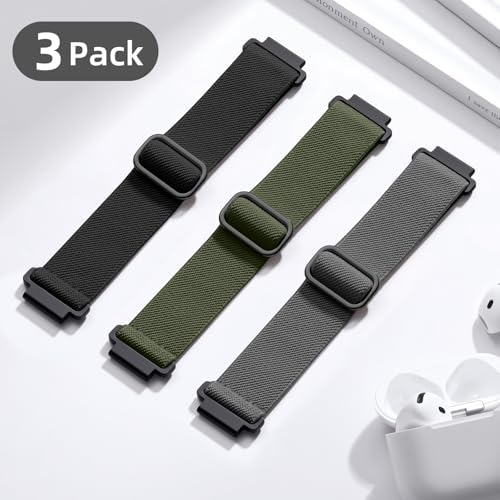DaQin 3 Pack Nylon Watch Bands Compatible With 16mm 18mm 20mm 22mm Quick Release Watch Band Adjustable Soft Stretchy Solo Loop Strap Elastic Braided Relacement Wristband For Men Women