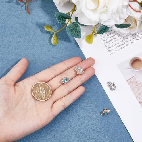 DICOSMETIC 2 Styles Watch Band Nails Hamsa Hand Evil Eye Watch Band Stud Charms Platinum And Golden Crystal Smart Watch Silicone Bands Charms For Watch Band Decorations Accessories Pin: 2.5mm