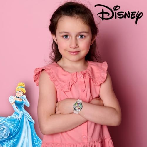 Disney Princess Time Teacher Watch For Kids – Easy Analog Time Learning Colorful Princess Design Adjustable Strap