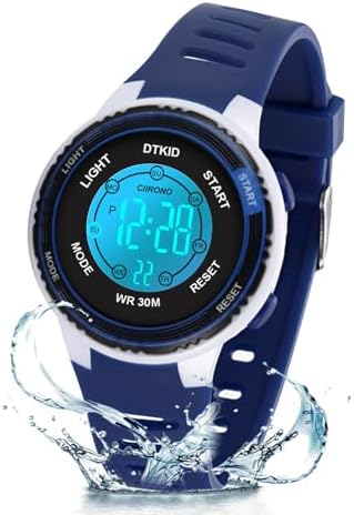 DTKID Digital Kids Watch 30 M Waterproof 7 Color Lights Time Teaching Watch Easy to Read for Girls Boys 5-16