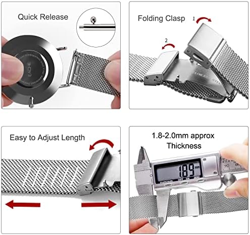 EACHE Stainless Steel Mesh Watch Band For Men Women Quick Release Mesh Watch Straps 12mm 14mm 16mm 18mm 20mm 22mm