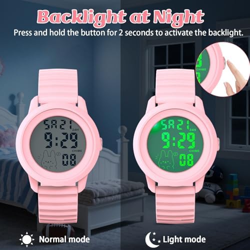 Edillas 1.57 Inch Kid Watch Digital For Teen Girls Large Screen Sports Watch With Blacklight Timer Countdown Waterproof Soft Silicone Band Date Alarm Ideal Gift For Kids Students Ages 5-16
