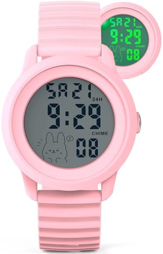 Edillas 1.57 Inch Kid Watch Digital for Teen Girls Large Screen Sports Watch with Blacklight Timer Countdown Waterproof Soft Silicone Band Date Alarm Ideal Gift for Kids Students Ages 5-16