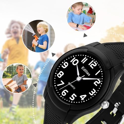 Edillas Kids Analog Watch For Girls Boys Children Waterproof Learning Time Wristwatch Easy To Read Time For Child